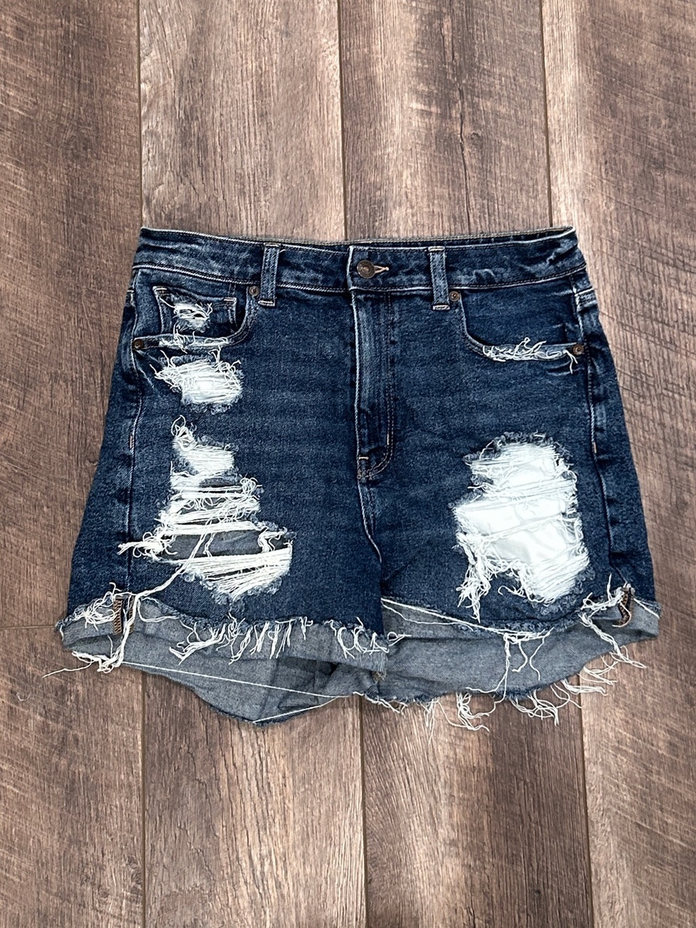 American Eagle Stretch Ripped Denim Mom Short